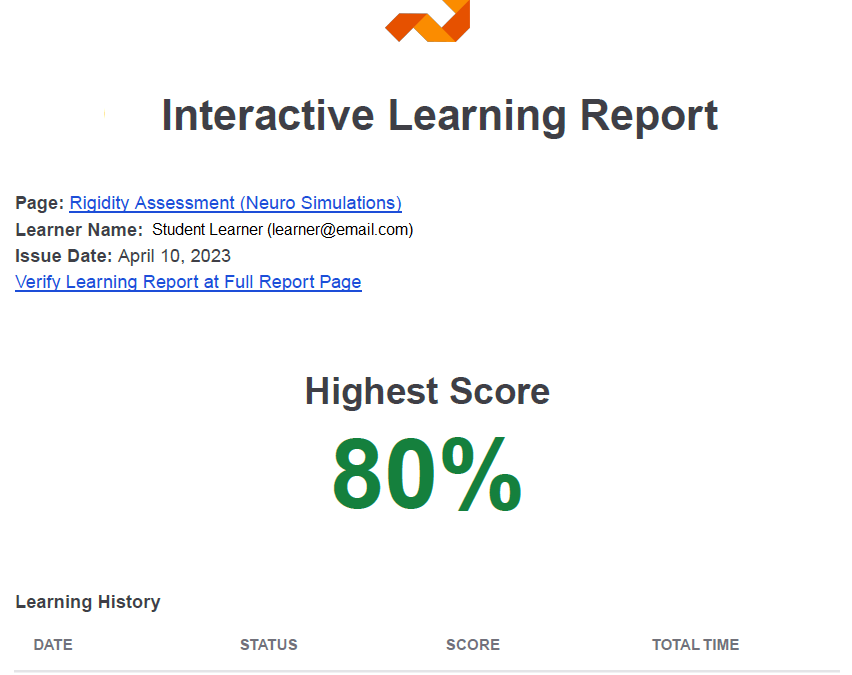 Simulations feature update: Download your learning report