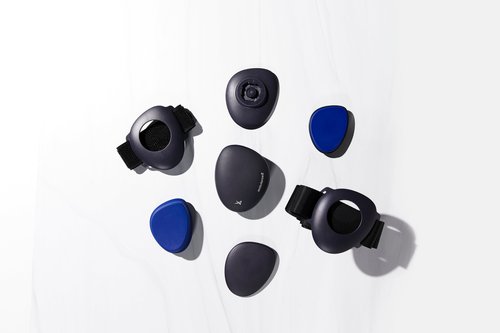 A collection of four electronic devices in black and blue, showcasing a modern and sleek design.